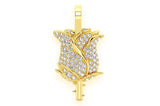Rose Flower Diamond Pendant 10k Solid Gold - 0.33 CTW