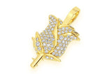 Rose Flower Diamond Pendant 10k Solid Gold - 0.33 CTW