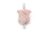 Rose Flower Diamond Pendant 14k Solid Gold - 4.25 CTW