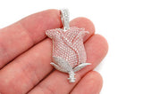 Rose Flower Diamond Pendant 14k Solid Gold - 4.25 CTW