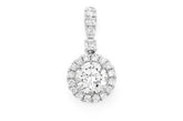 Round Halo Diamond Pendant 14k Solid Gold - 1.25 CTW