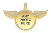 Memory Wings Photo Diamond Pendant 14k Solid Gold - 8.75 CTW