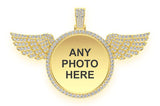 Memory Wings Photo Diamond Pendant 14k Solid Gold - 8.75 CTW