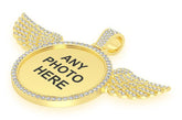 Memory Wings Photo Diamond Pendant 14k Solid Gold - 8.75 CTW