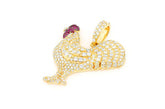 Rooster Ruby & Diamond Pendant 14k Solid Gold - 2.25 CTW