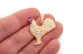 Rooster Ruby & Diamond Pendant 14k Solid Gold - 2.25 CTW