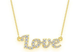 Script Love Necklace Diamond Pendant 10k Solid Gold - 0.33 CTW