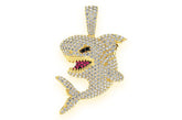 Shark Diamond Pendant 14k Solid Gold - 2.75 CTW
