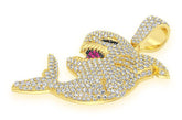 Shark Diamond Pendant 14k Solid Gold - 2.75 CTW