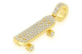 Skateboard Diamond Pendant 14k Solid Gold - 0.33 CTW