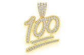 100 Emoji Diamond Pendant 14k Solid Gold - 0.75 CTW