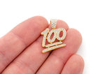 100 Emoji Diamond Pendant 14k Solid Gold - 0.75 CTW