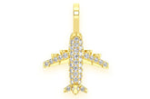 Airplane Diamond Pendant 14k Solid Gold - 0.40 CTW