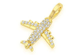 Airplane Diamond Pendant 14k Solid Gold - 0.40 CTW
