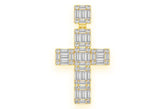 Baguette Diamond Cross Pendant Small 14K Gold Religious Jewelry