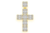 Baguette Diamond Cross Pendant Small 14K Gold Religious Jewelry