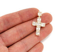 Baguette Diamond Cross Pendant Small 14K Gold Religious Jewelry