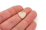 Bubbly Heart Diamond Necklace Connected 14k Solid Gold - 0.60 CTW