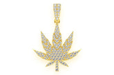Cannabis Leaf Diamond Pendant 14k Solid Gold - 0.85 CTW