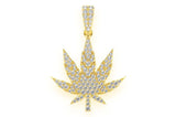 Cannabis Leaf Diamond Pendant 14k Solid Gold - 0.85 CTW