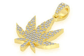 Cannabis Leaf Diamond Pendant 14k Solid Gold - 0.85 CTW