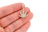 Cannabis Leaf Diamond Pendant 14k Solid Gold - 0.85 CTW