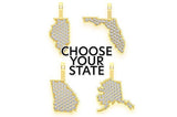 Choose Your State Diamond Pendant 14k Solid Gold - 0.30 CTW
