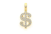 Dollar Sign Diamond Pendant 14k Solid Gold - 0.20 CTW