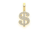 Dollar Sign Diamond Pendant 14k Solid Gold - 0.20 CTW