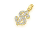 Dollar Sign Diamond Pendant 14k Solid Gold - 0.20 CTW
