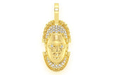 Edo Mask Diamond Pendant 14k Solid Gold - 0.20 CTW