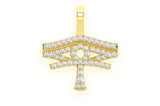 Eye of Ra Ankh Diamond Pendant 14K Solid Gold - 0.25 CTW