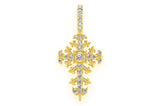 Filigree Cross Diamond Pendant 14k Solid Gold - 0.50 CTW