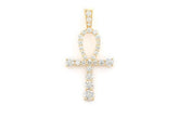 Ankh Diamond Pendant 14K Solid Gold - 1.5 CTW