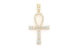 Ankh Diamond Pendant 14K Solid Gold - 1.5 CTW