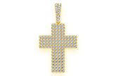 Half Bezel Cross Diamond Pendant 14k Solid Gold - 0.75 CTW
