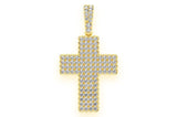 Half Bezel Cross Diamond Pendant 14k Solid Gold - 0.75 CTW