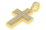 Half Bezel Cross Diamond Pendant 14k Solid Gold - 0.75 CTW