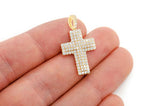 Half Bezel Cross Diamond Pendant 14k Solid Gold - 0.75 CTW