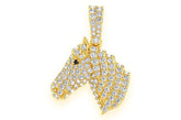 Horse Head Diamond Pendant 14k Solid Gold - 0.60 CTW