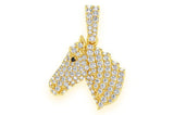 Horse Head Diamond Pendant 14k Solid Gold - 0.60 CTW