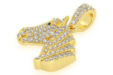 Horse Head Diamond Pendant 14k Solid Gold - 0.60 CTW
