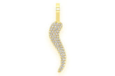 Italian Horn Diamond Pendant 14K Solid Gold - 0.3 CTW