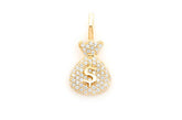 Money Bag Diamond Pendant 10k Solid Gold - 0.33 CTW