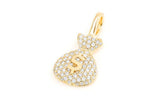 Money Bag Diamond Pendant 10k Solid Gold - 0.33 CTW