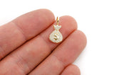 Money Bag Diamond Pendant 10k Solid Gold - 0.33 CTW