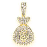 Money Bag Diamond Pendant 14k Solid Gold - 1.33 ctw