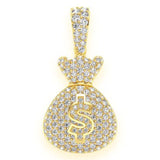 Money Bag Diamond Pendant 14k Solid Gold - 1.33 ctw