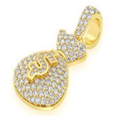Money Bag Diamond Pendant 14k Solid Gold - 1.33 ctw