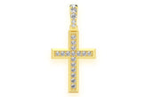 Men's 14K Solid Gold Angled Cross Pendant Fine Jewelry 0.33 CTW